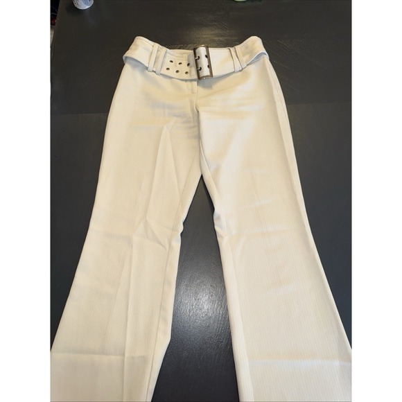 2000s Belted Low Rise Flare Tan Trousers Vintage Size 9 Office Siren Y2K Retro - Picture 8 of 10